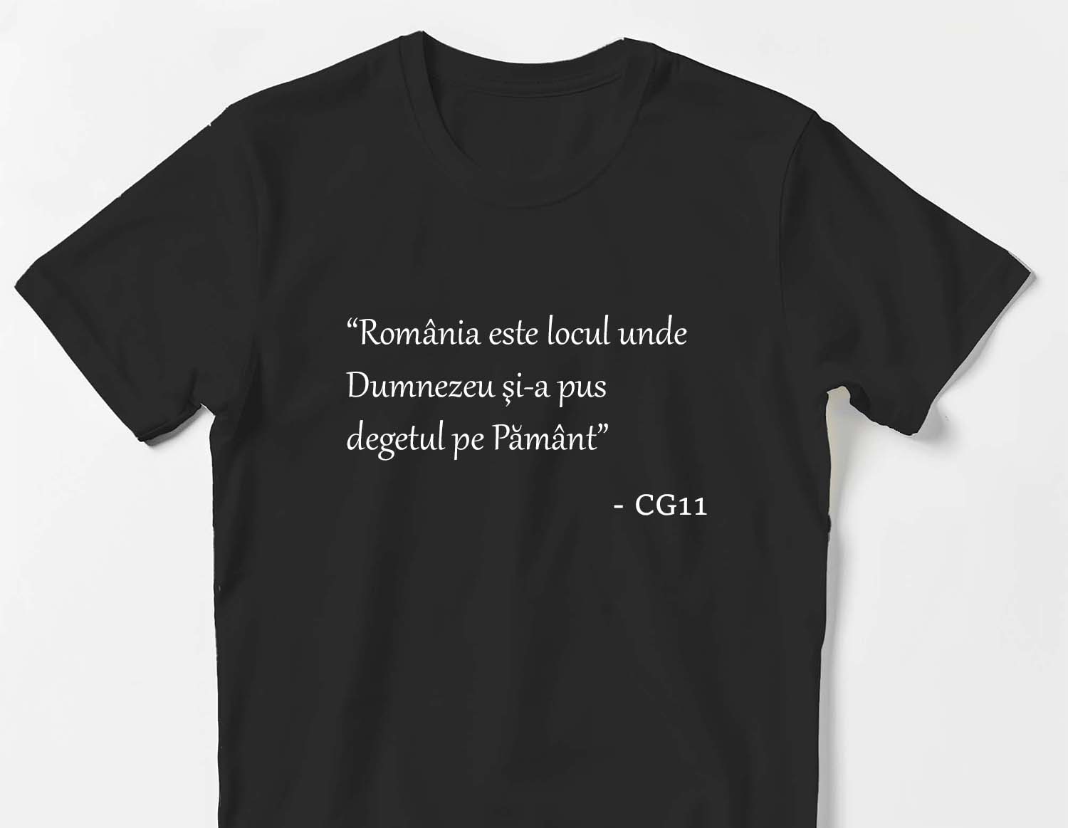 Tricou romania dumnezeu deget pamant - negru