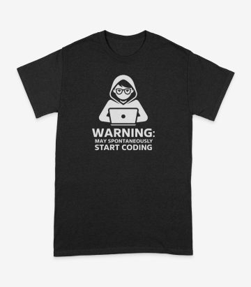 Tricou Warning Start Coding Negru