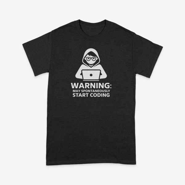 Tricou Warning Start Coding Negru